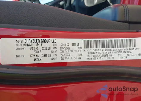 2014 Dodge Durango Sxt из США, поврежденный, VIN 1C4RDJAG7EC323075